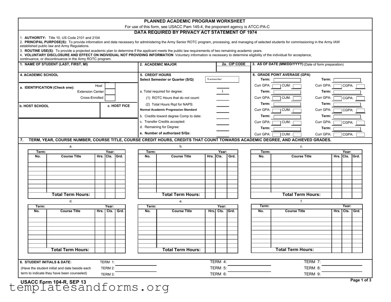 Fill in a Valid 104 R Form