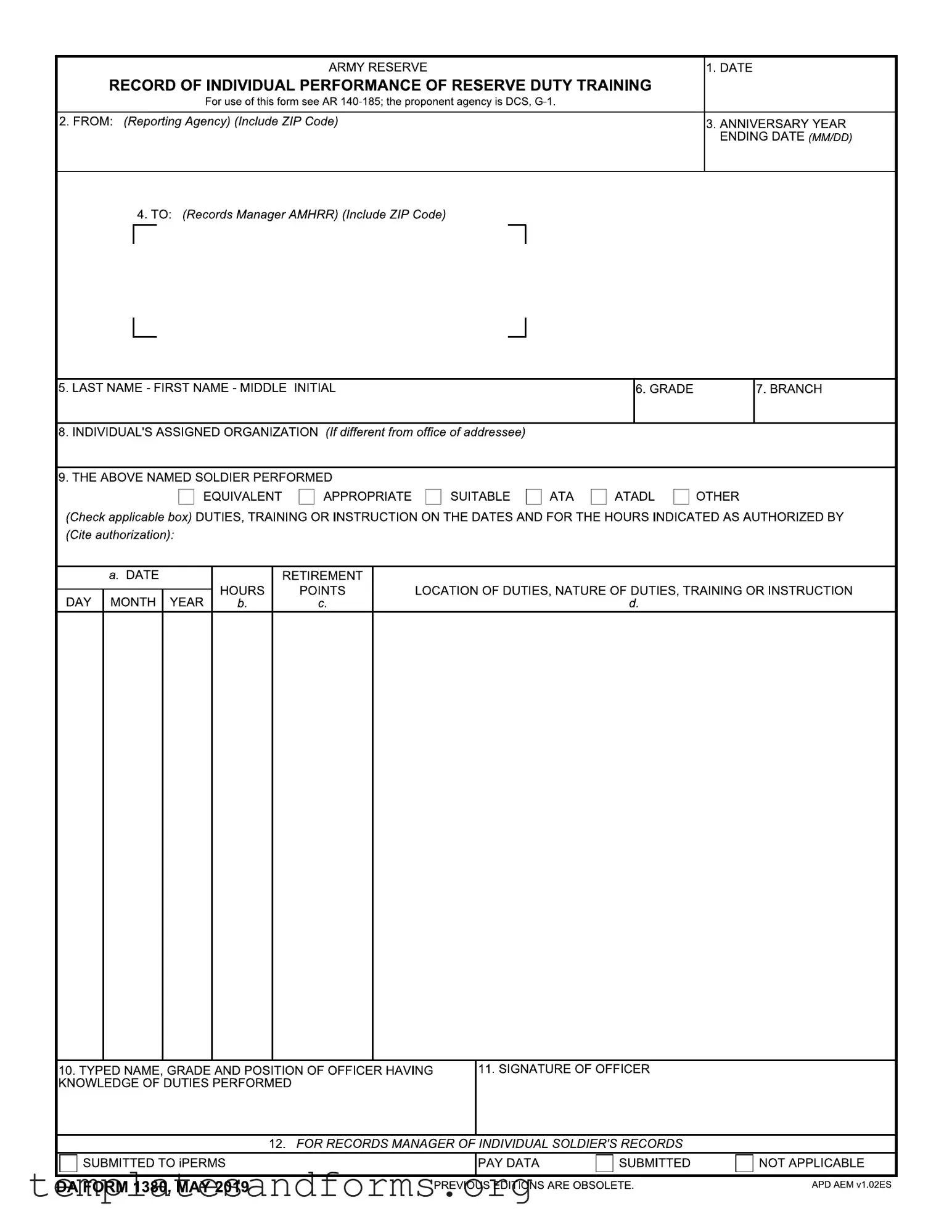 Fill in a Valid Da 1380 Form