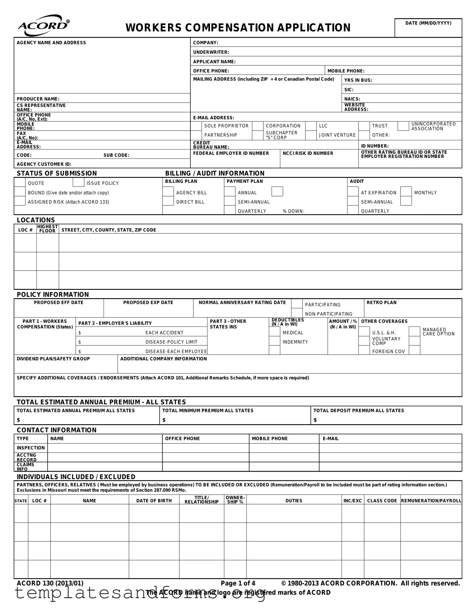 Fill in a Valid Acord 130 Form