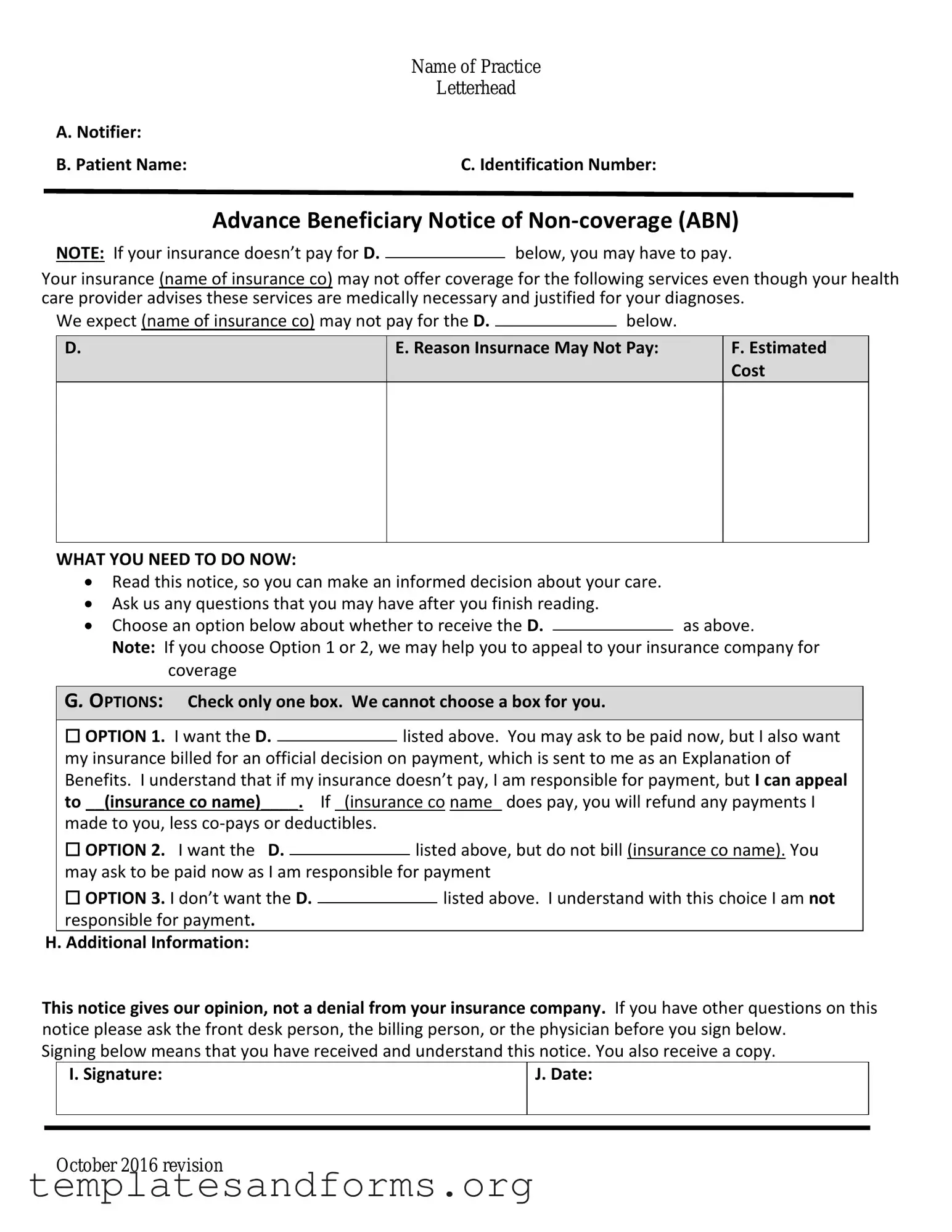 Fill in a Valid Advance Beneficiary Notice of Non-coverage Form