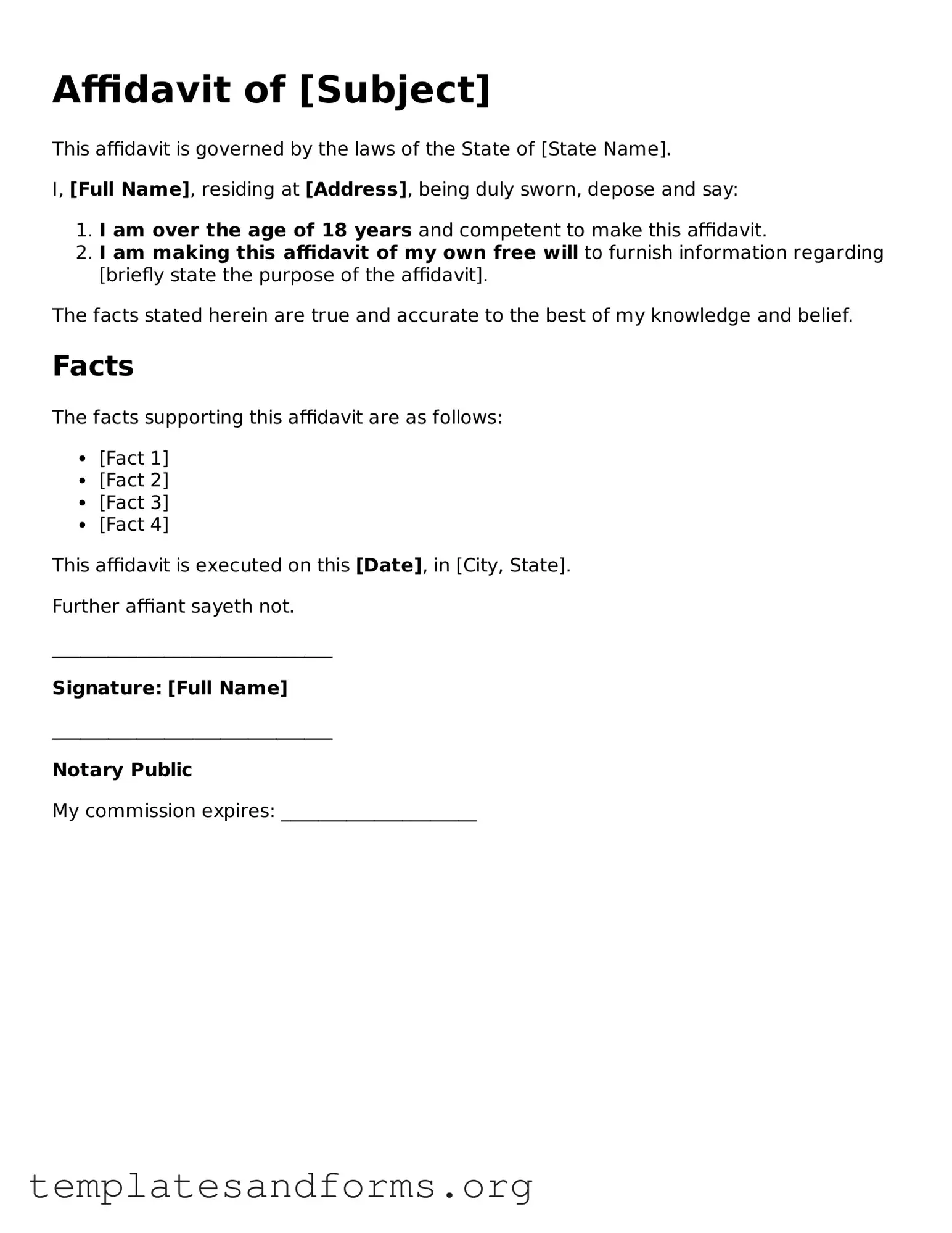 Blank Affidavit Document