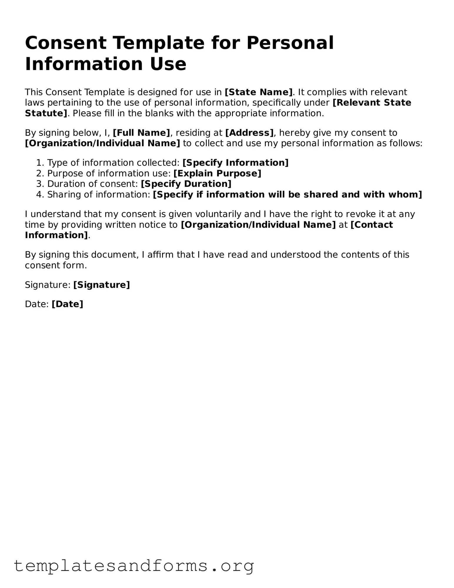 Blank Consent Document