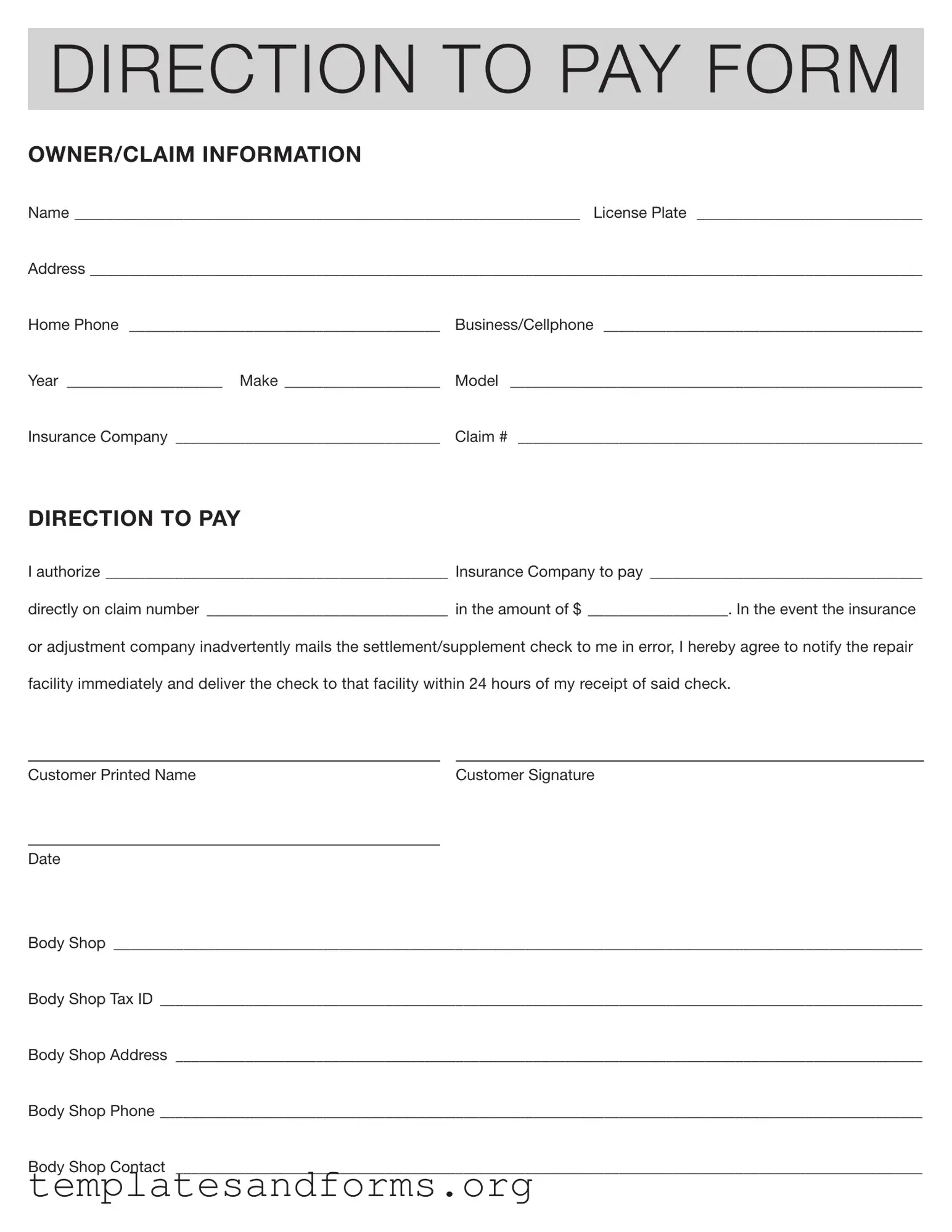 Fill in a Valid Authorization And Direction Pay Form
