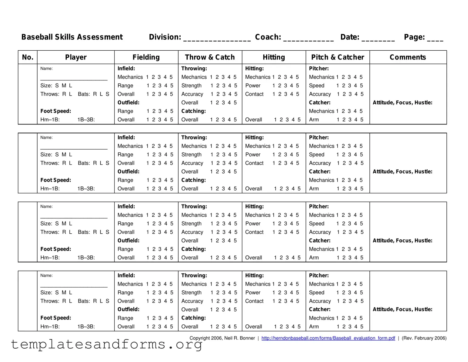 Fill in a Valid Baseball Assessment Form