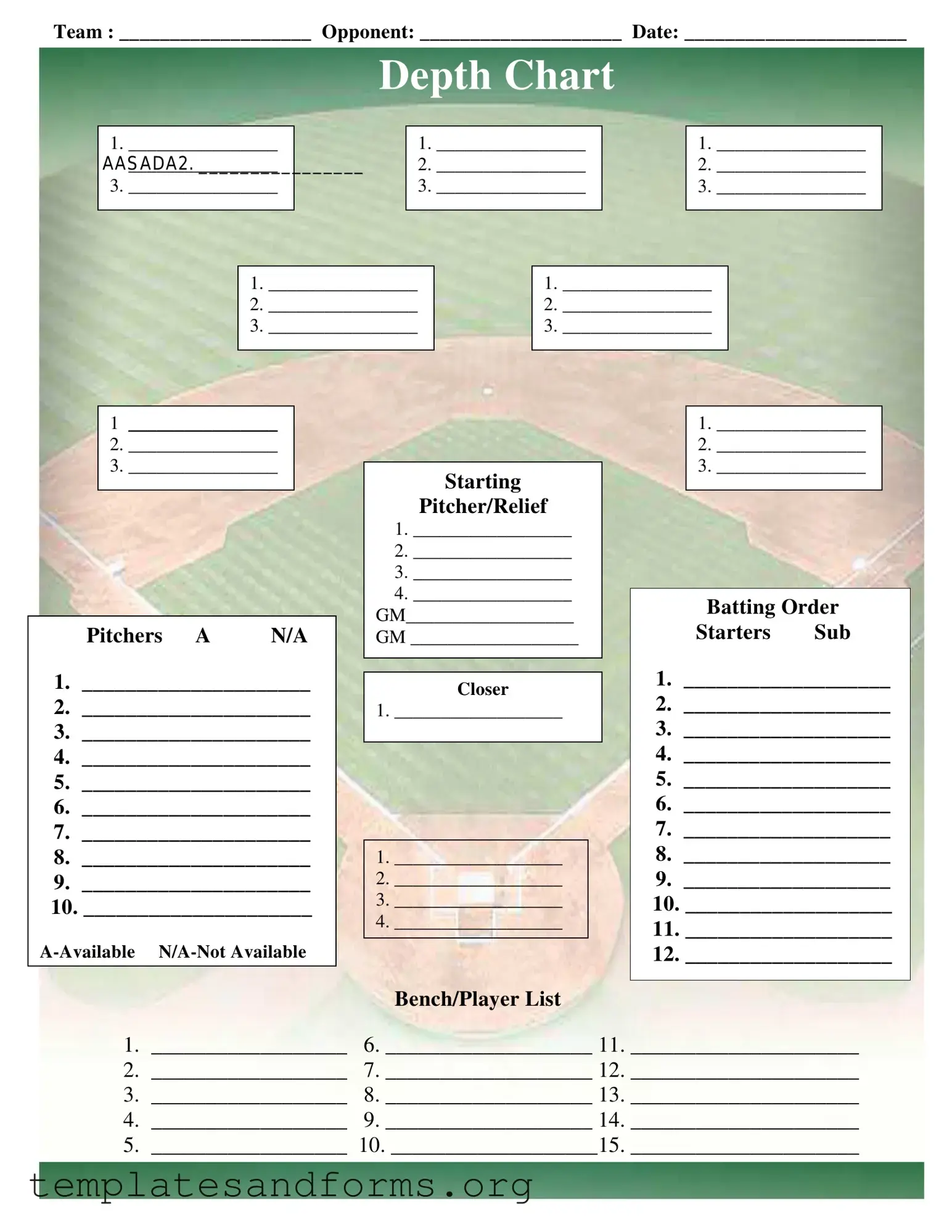 Fill in a Valid Baseball Field Lineup Form