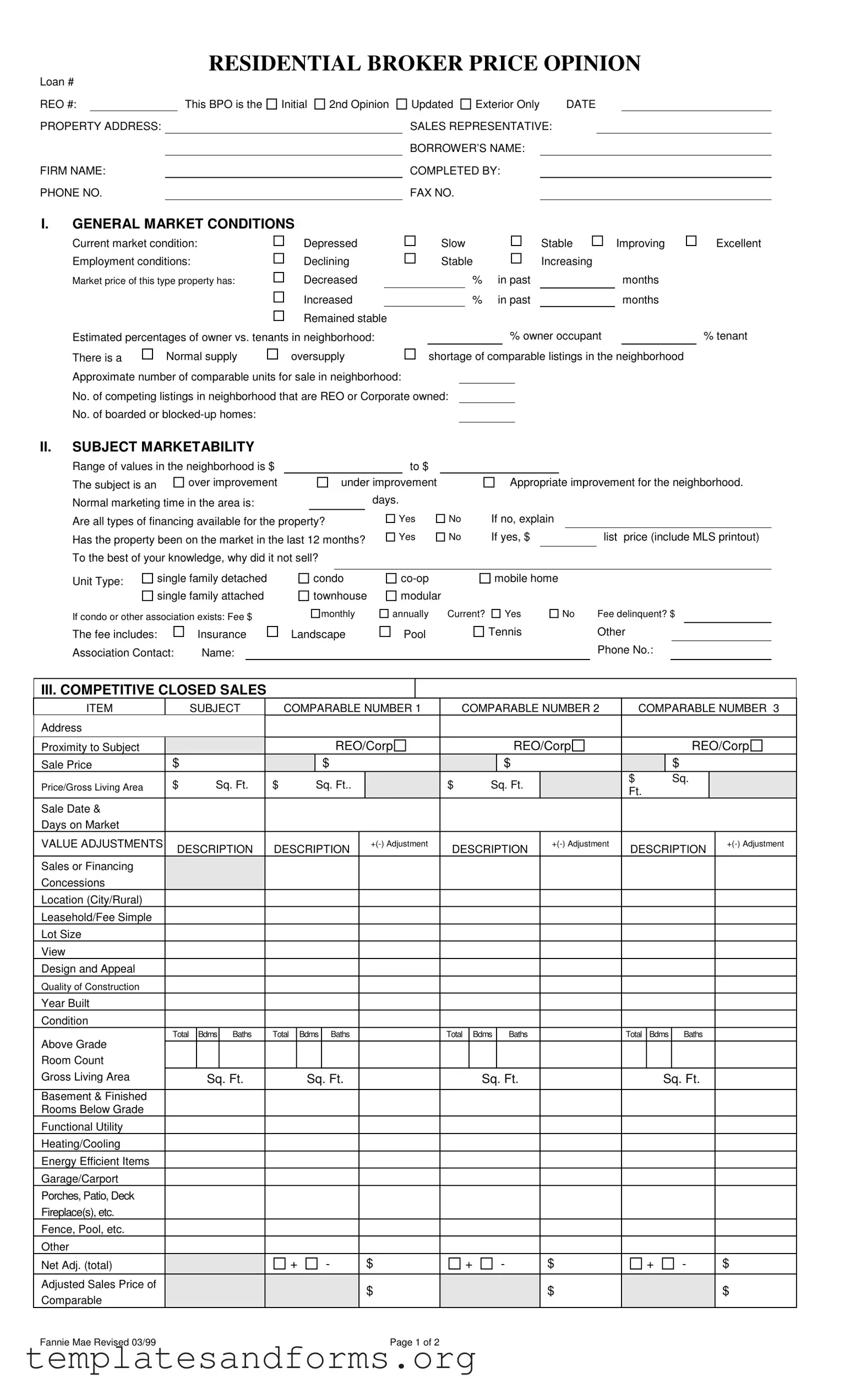 Fill in a Valid Broker Price Opinion Form