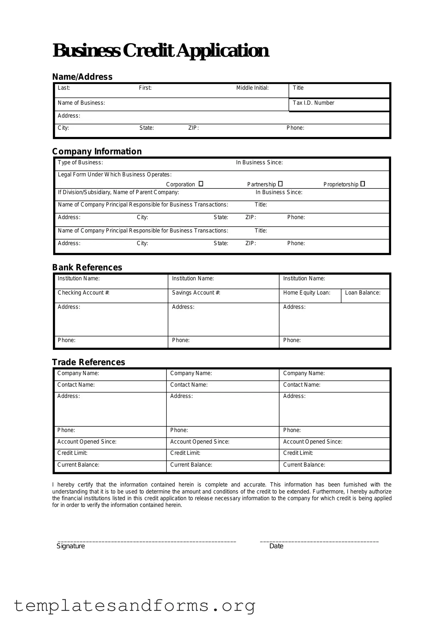 Fill in a Valid Business Credit Application Form