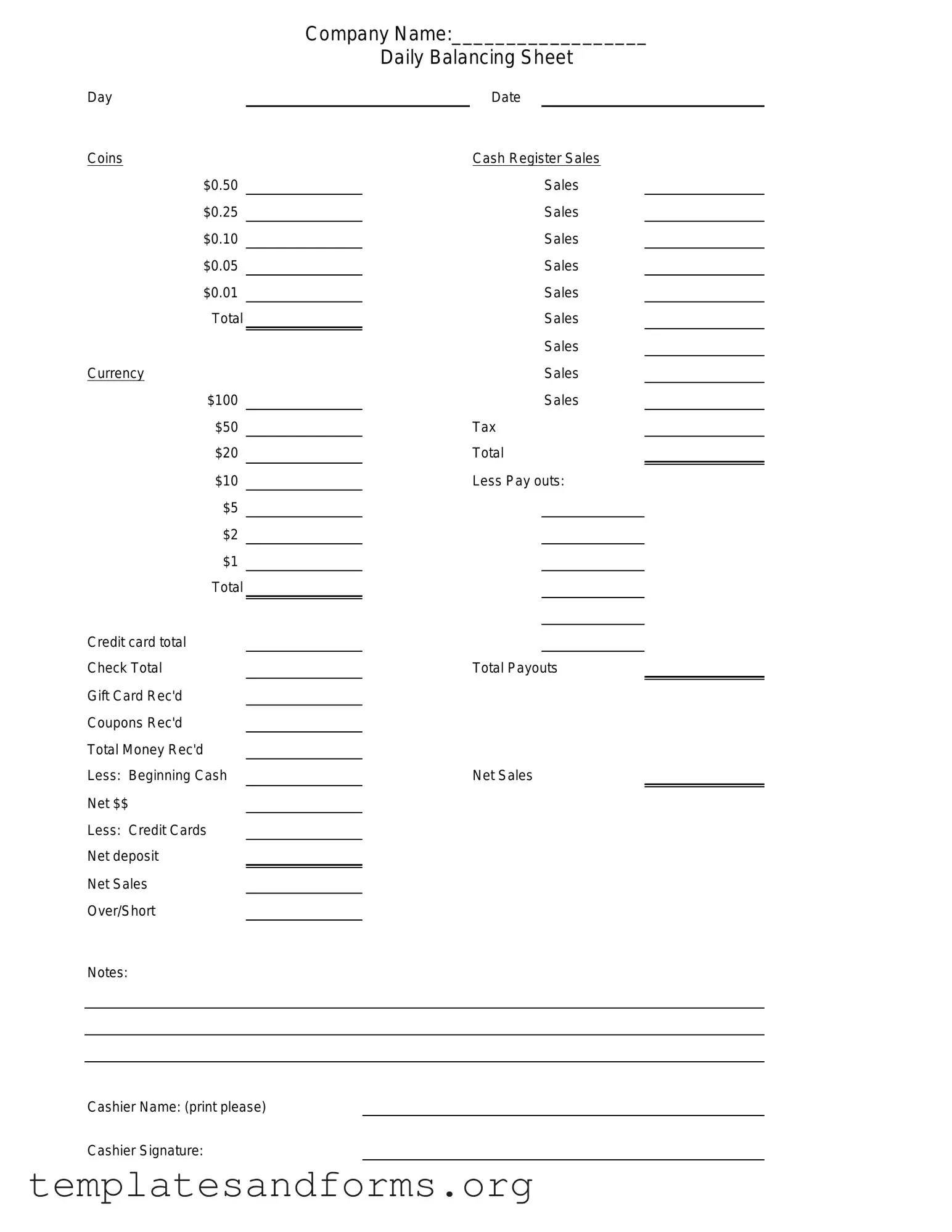 Fill in a Valid Cash Drawer Count Sheet Form