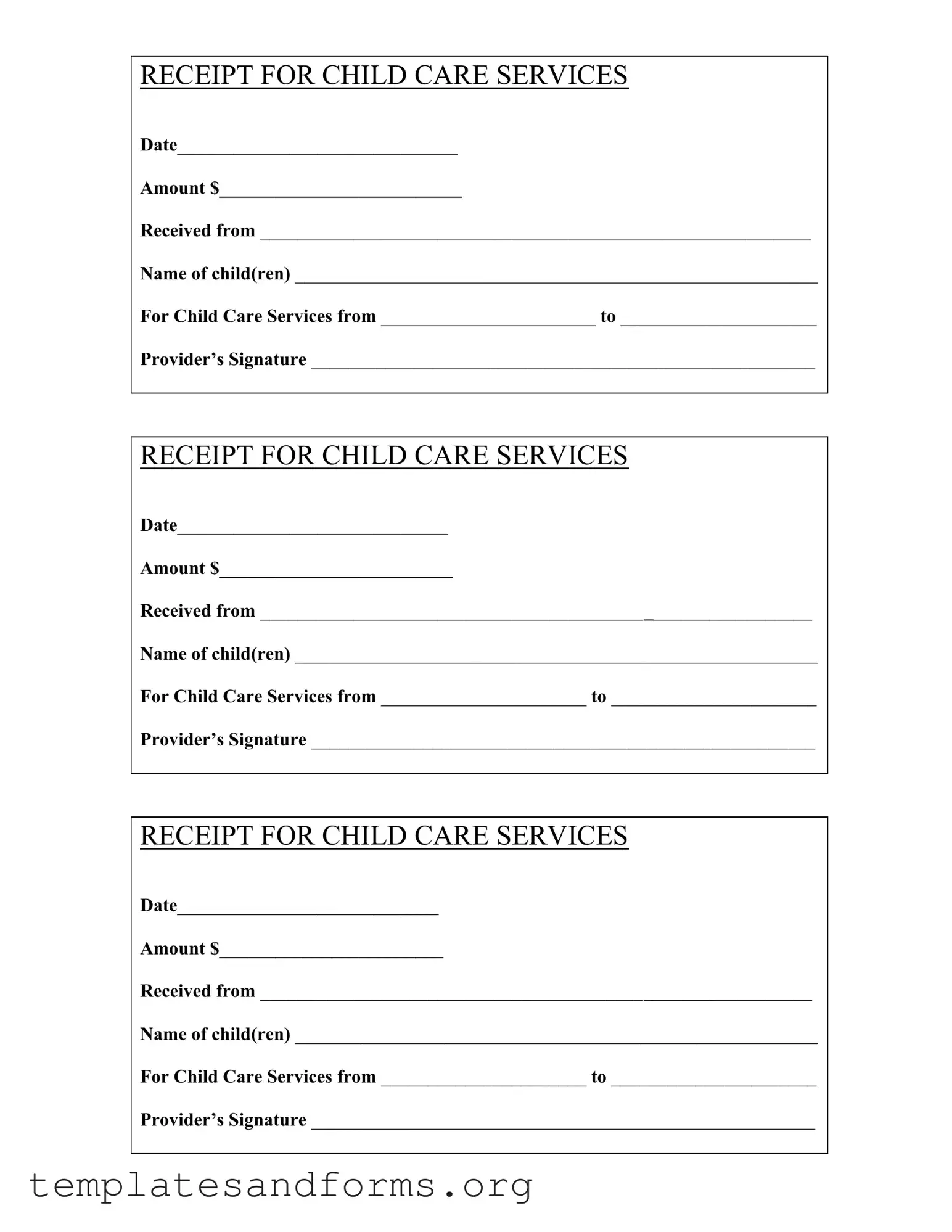 Fill in a Valid Childcare Receipt Form
