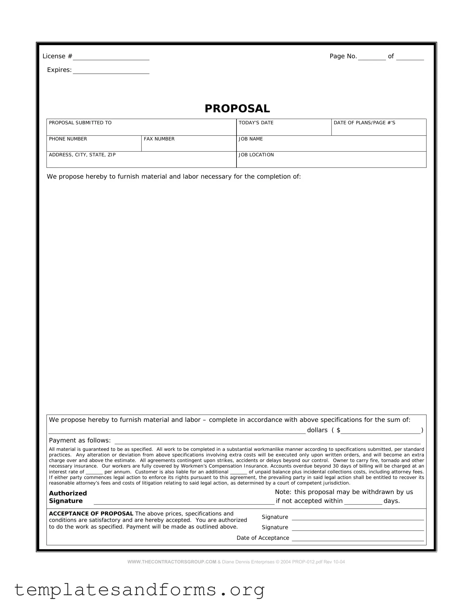 Fill in a Valid Construction proposal form Form