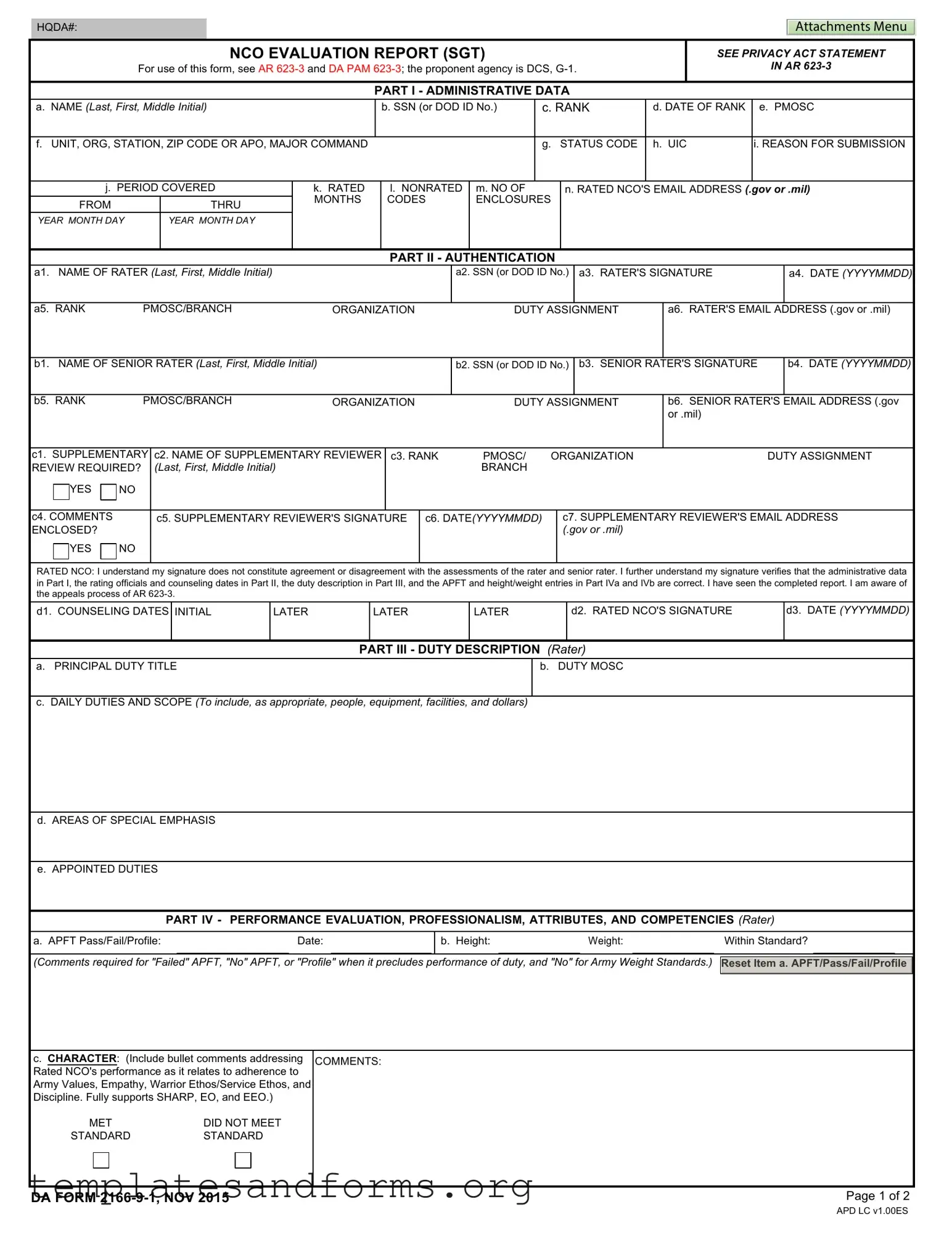 Fill in a Valid Da 2166 9 1 Form