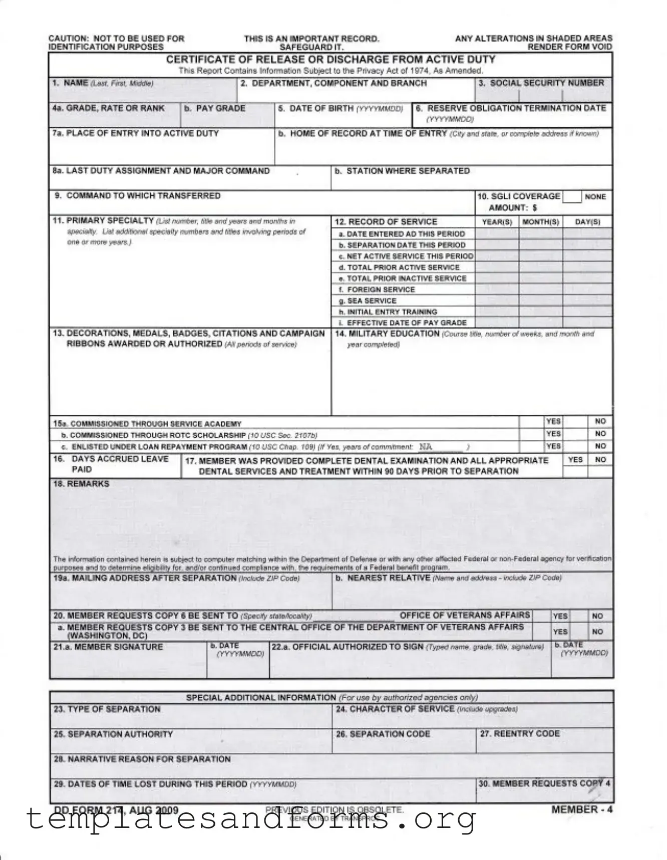 Fill in a Valid Dd 214 Form