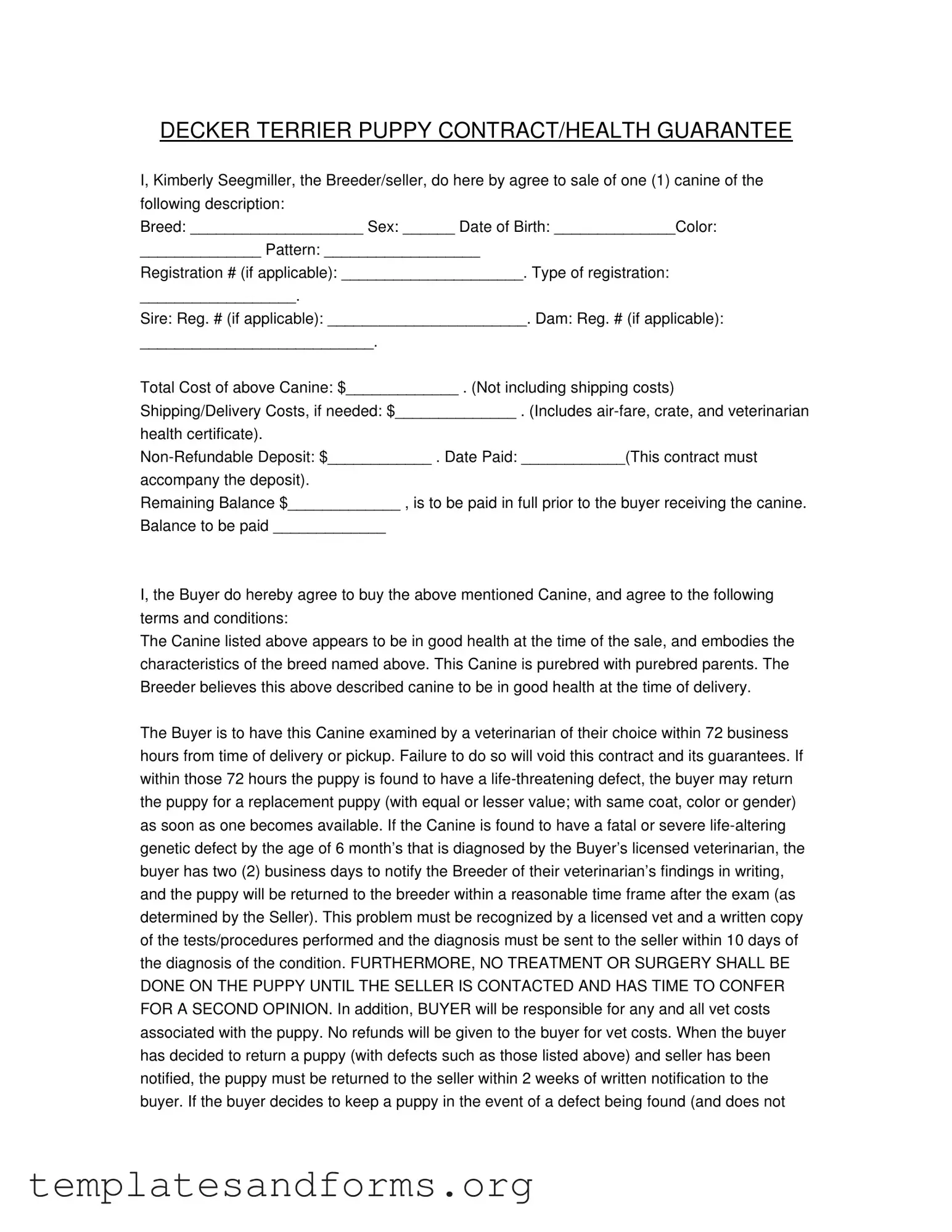 Fill in a Valid Health Guarantee Form