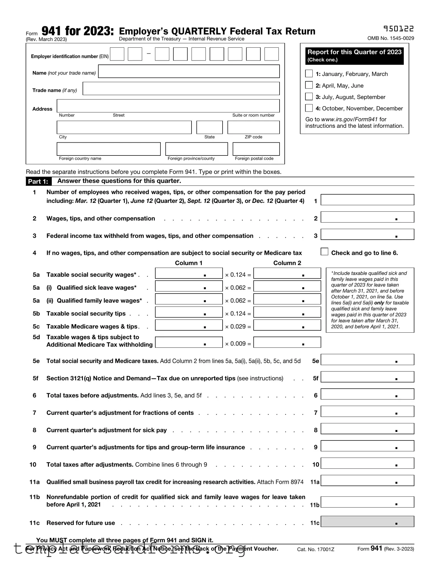 Fill in a Valid IRS 941 Form