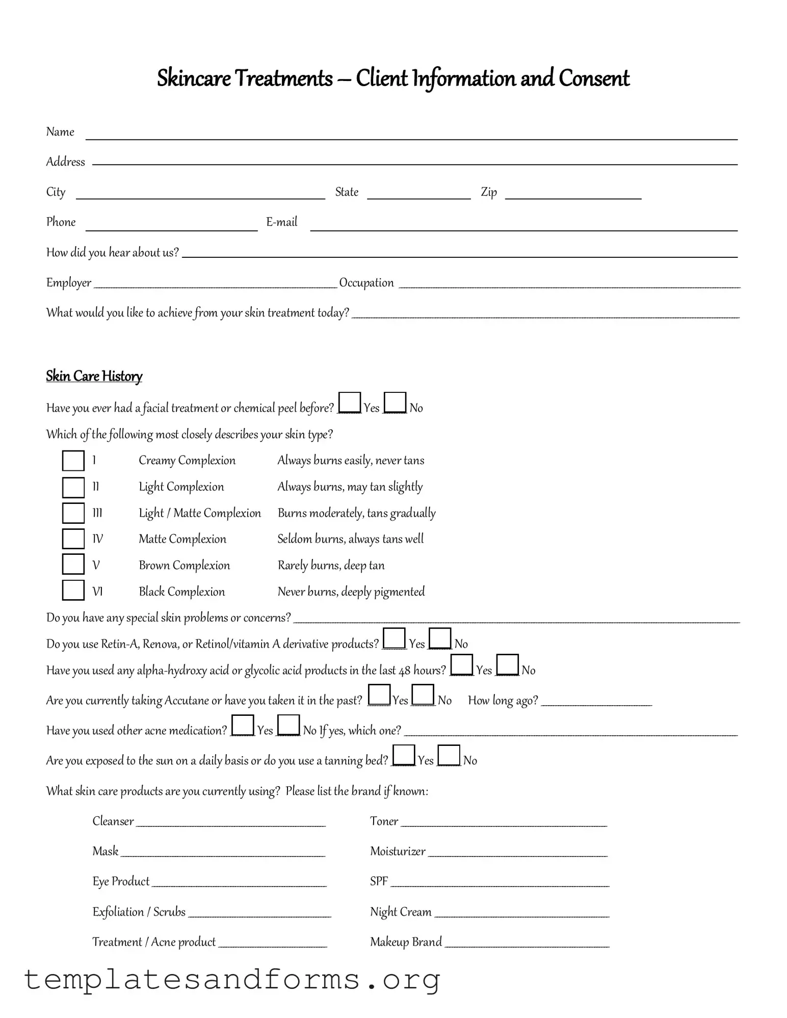 Fill in a Valid Facial Consent Form