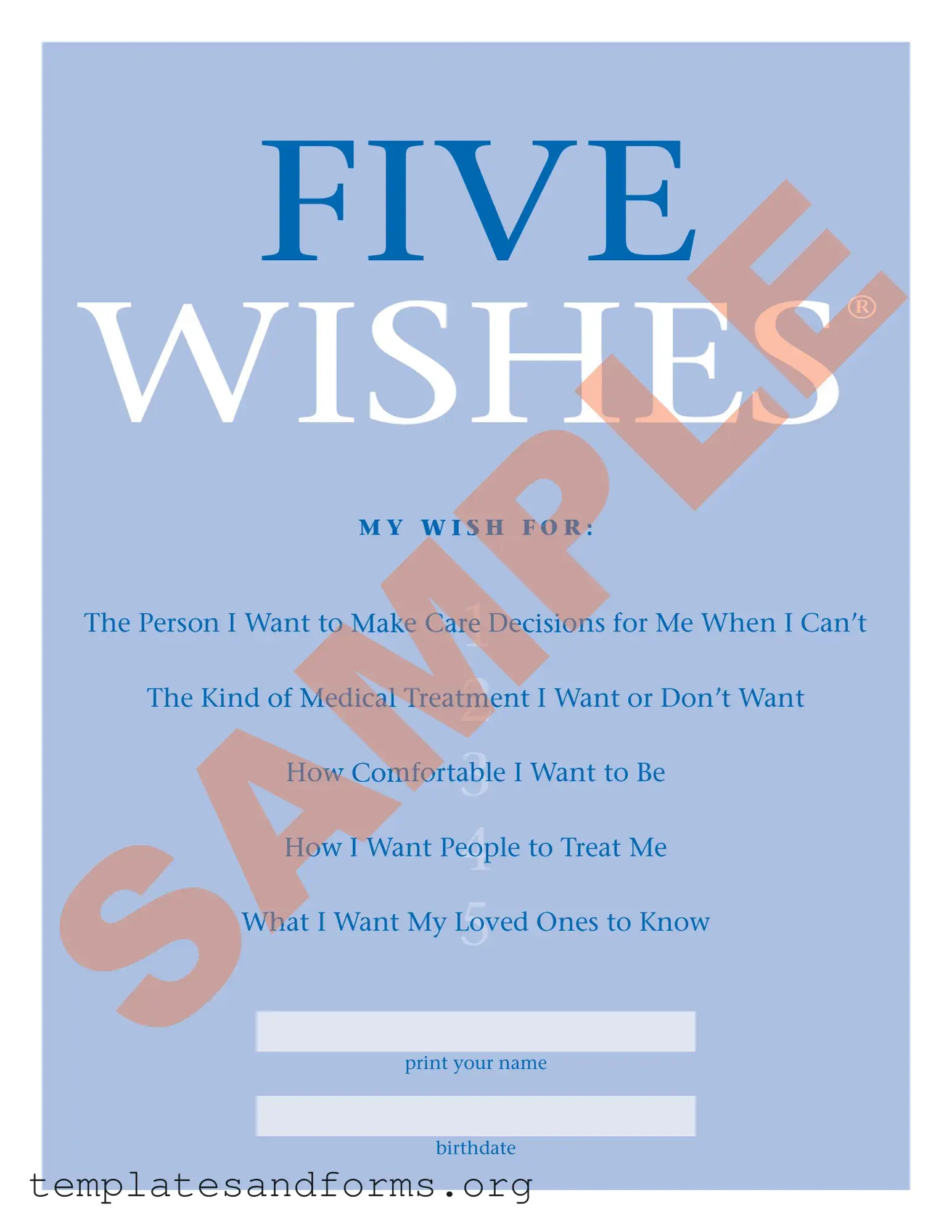 Fill in a Valid 5 Wishes Document Form
