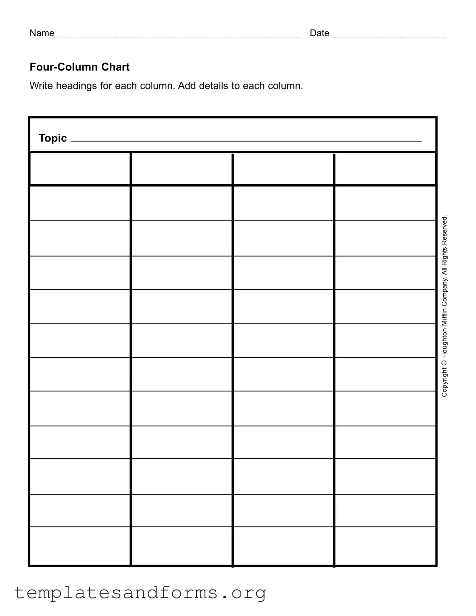 Fill in a Valid Four Column Chart Form