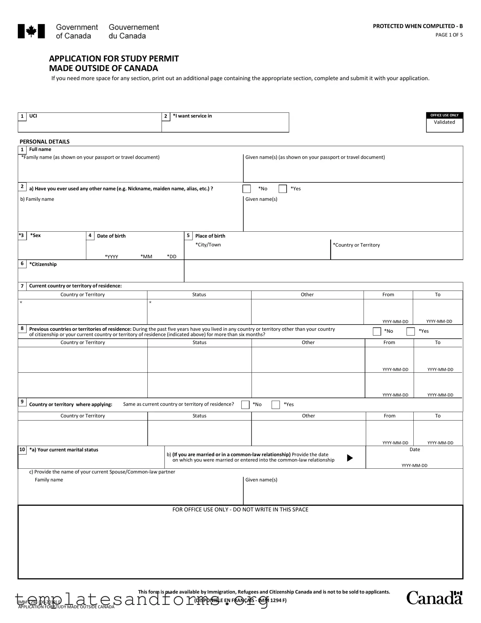 Fill in a Valid Imm 1294 Form