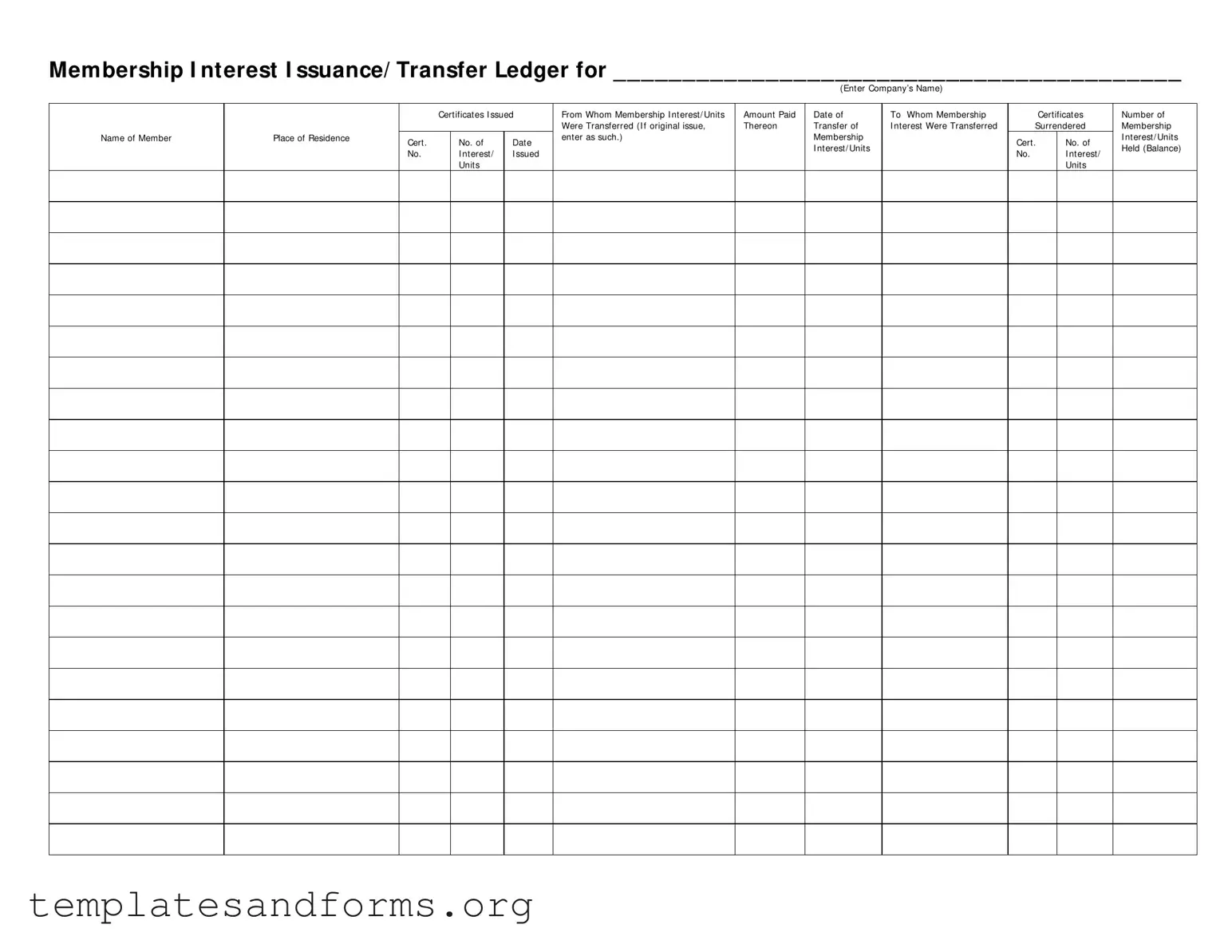 Fill in a Valid Membership Ledger Form