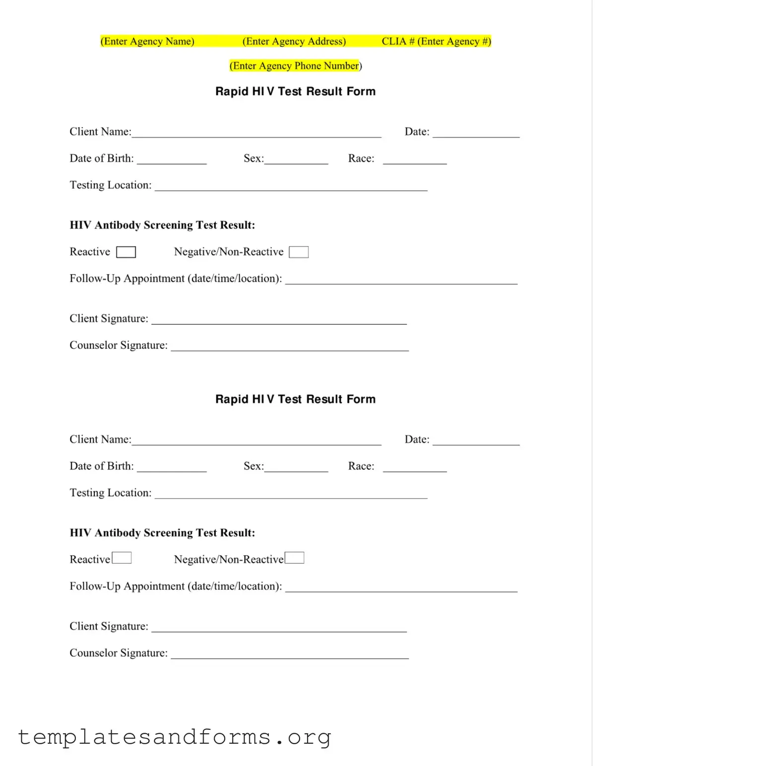 Fill in a Valid Negative Hiv Test Form