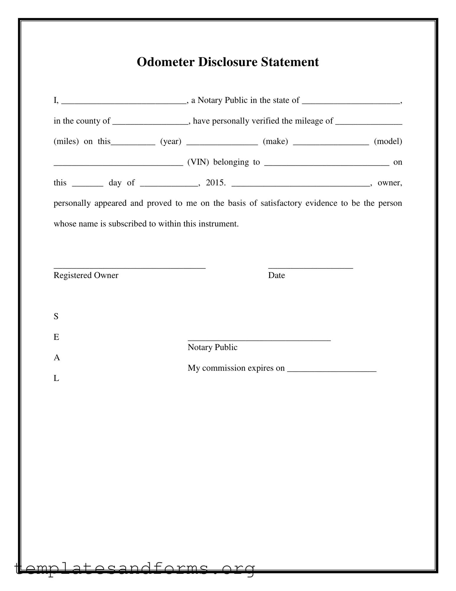 Fill in a Valid Notarized Odometer Statement Form