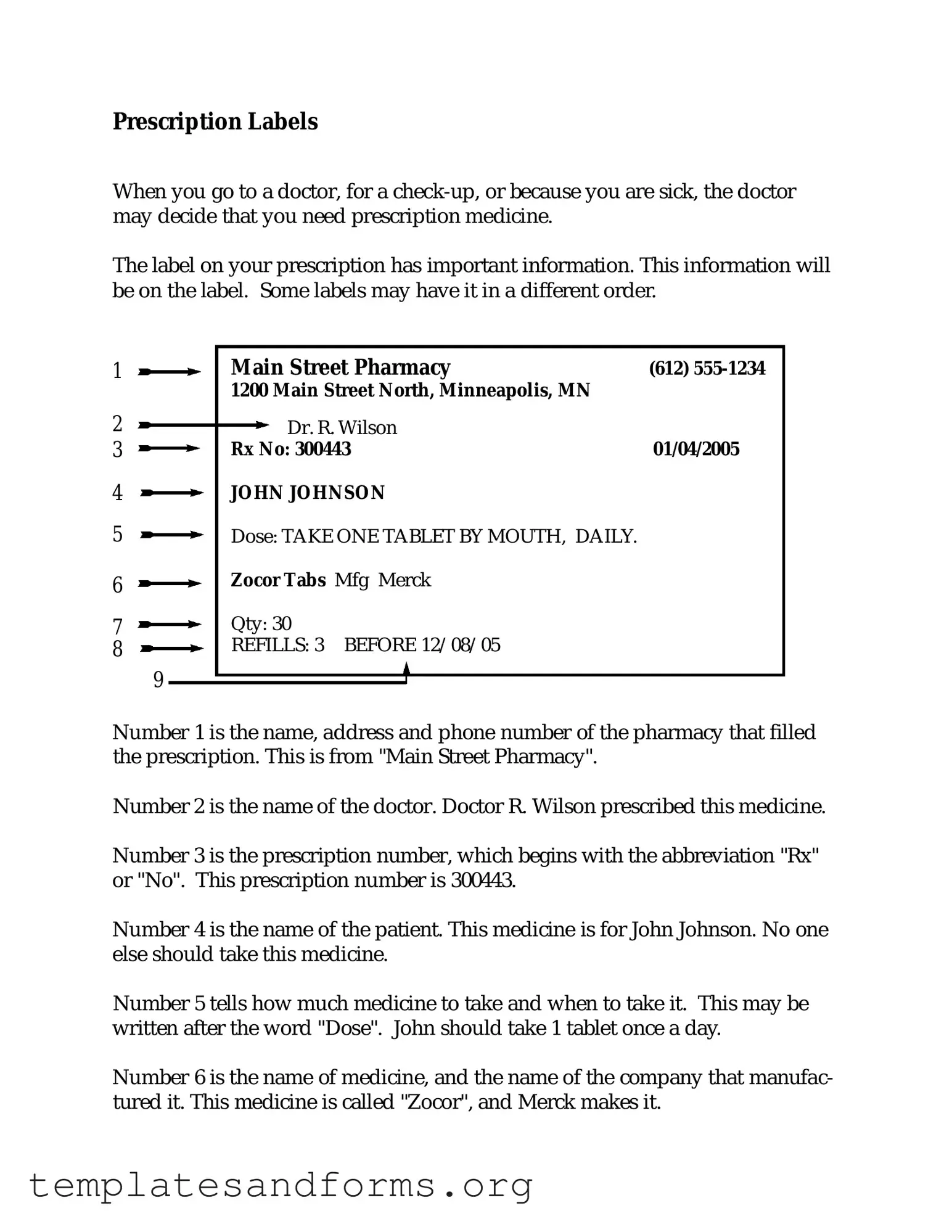 Fill in a Valid Prescription Label Form