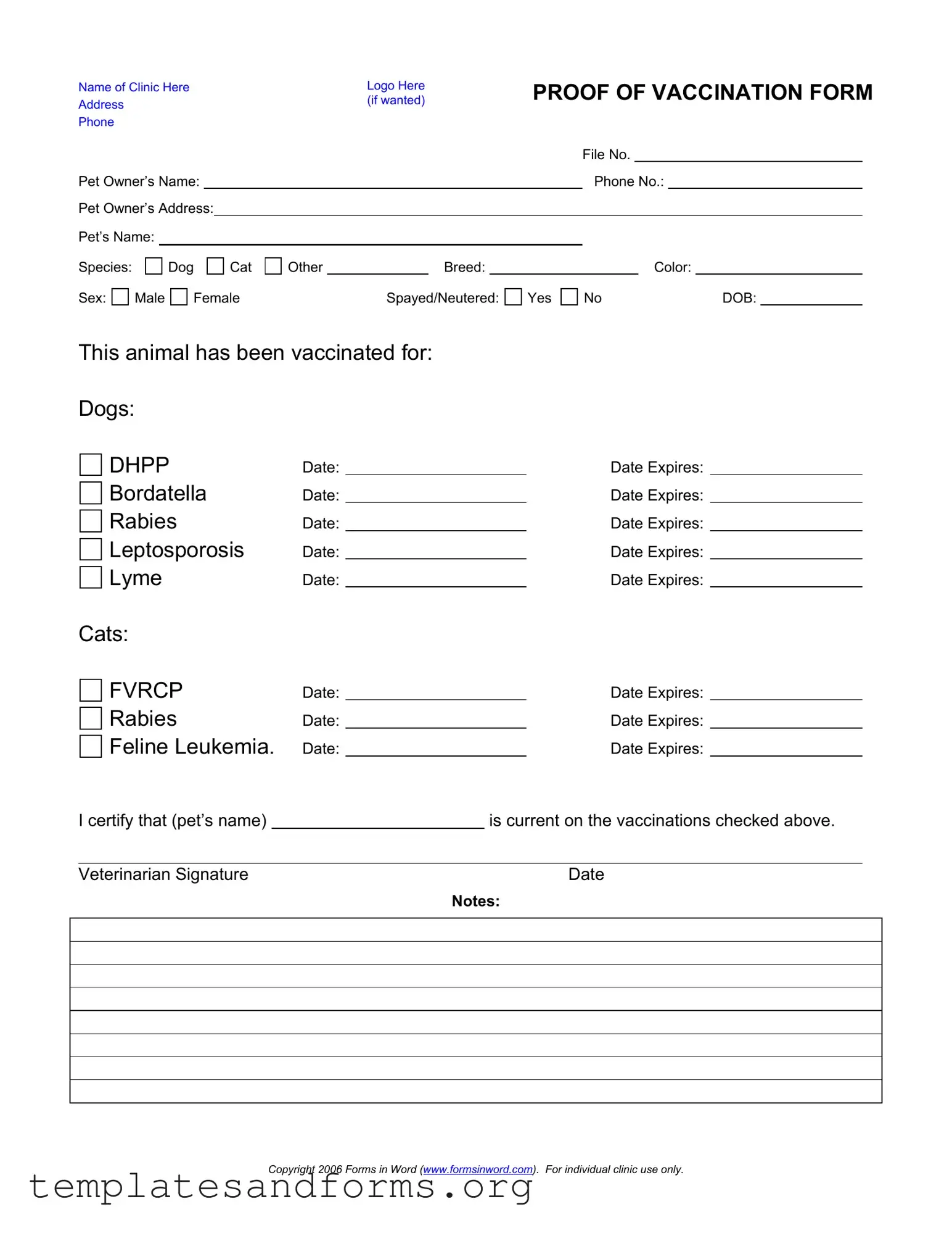 Fill in a Valid Proof Of Vaccination Dog Form