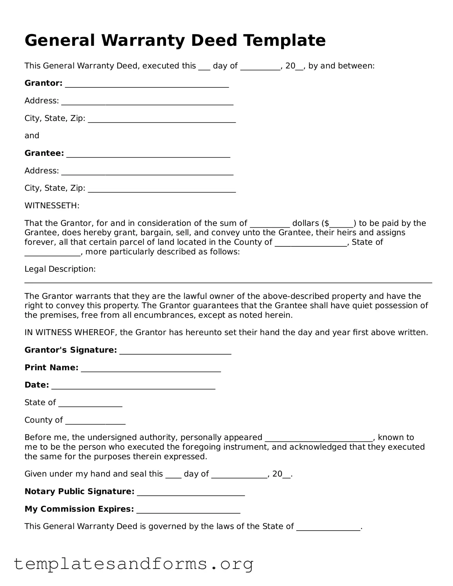 Blank Deed Document