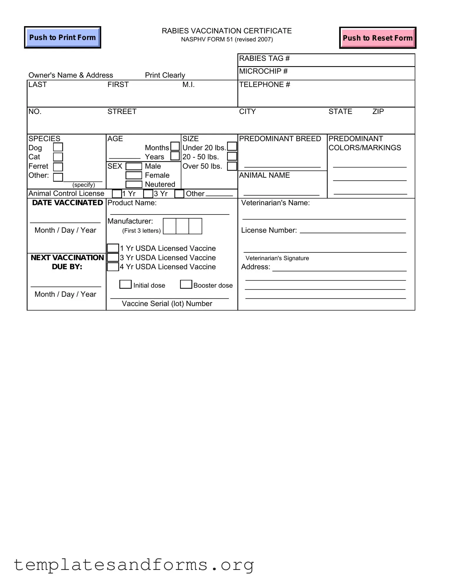 Fill in a Valid Rabies Certificate Form