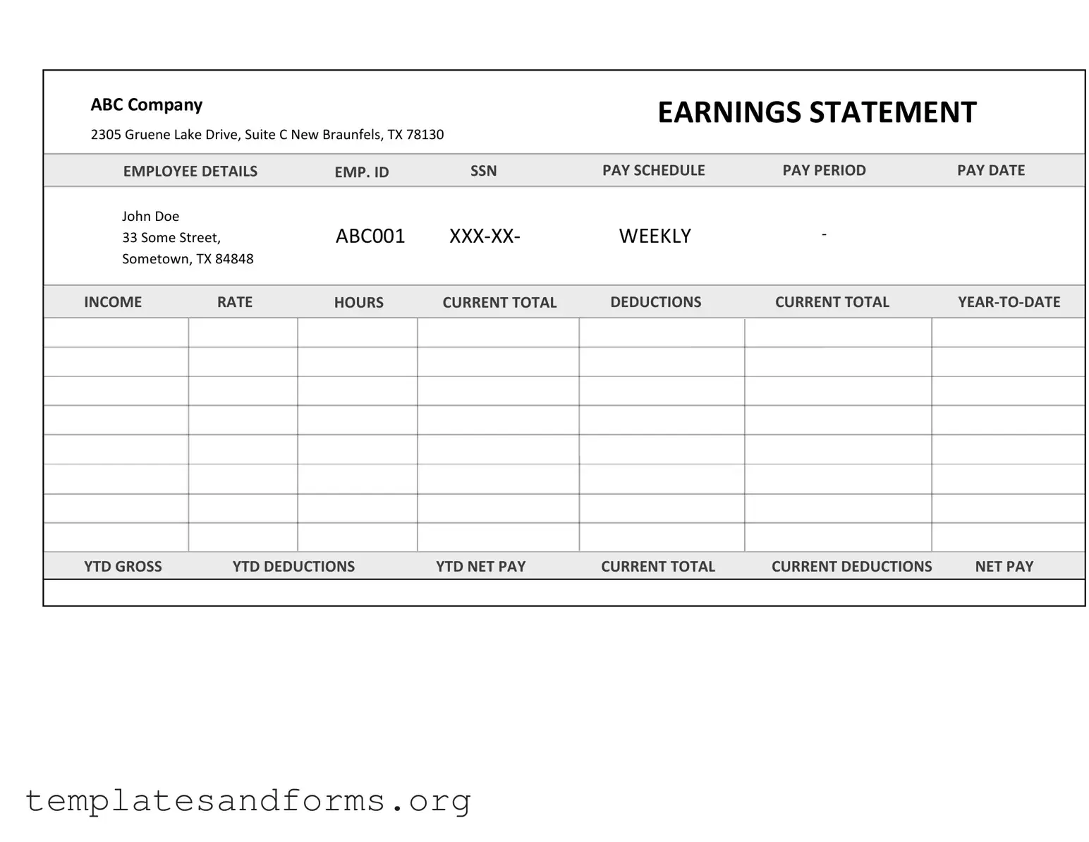 Fill in a Valid Independent Contractor Pay Stub Form