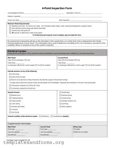 Fill in a Valid 4 Point Inspection Form