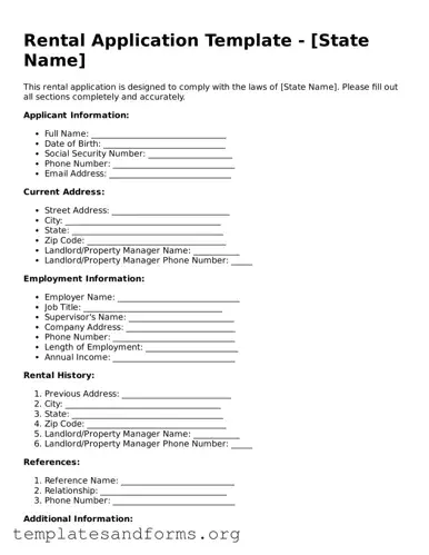 Blank Rental Application Document