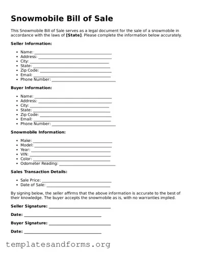 Blank Snowmobile Bill of Sale Document