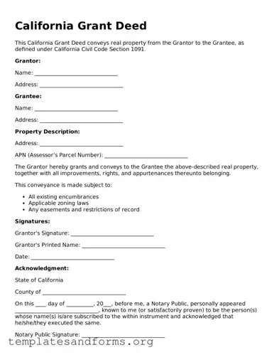 Free Deed Form for the State of California