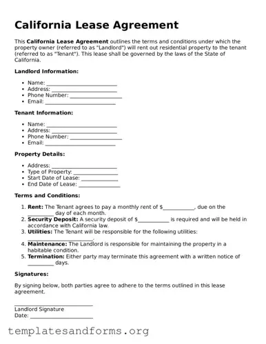 Free Lease Agreement Form for the State of California
