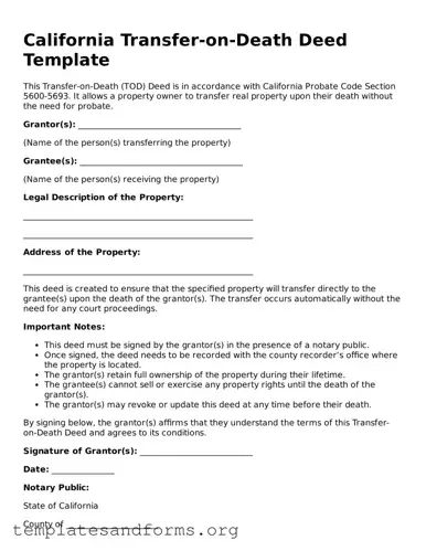 Free Transfer-on-Death Deed Form for the State of California
