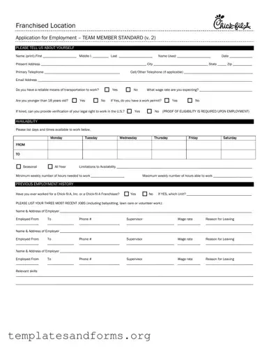 Fill in a Valid Chick Fil A Job Application Form