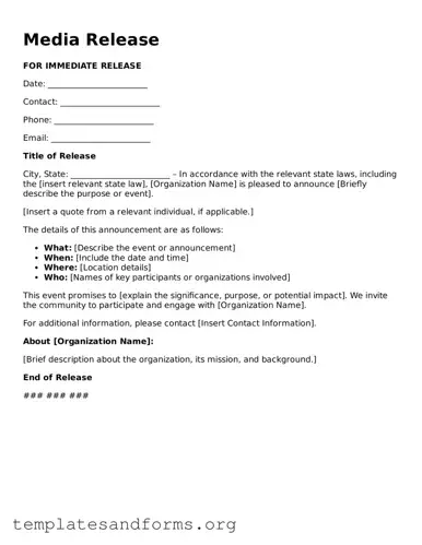 Blank Media Release Document