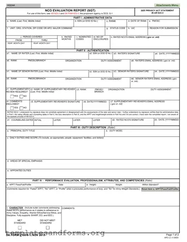 Fill in a Valid Da 2166 9 1 Form