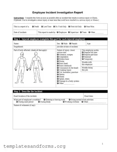 Fill in a Valid Employee Accident Report Form