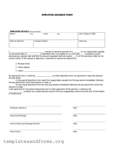 Fill in a Valid Employee Advance Form