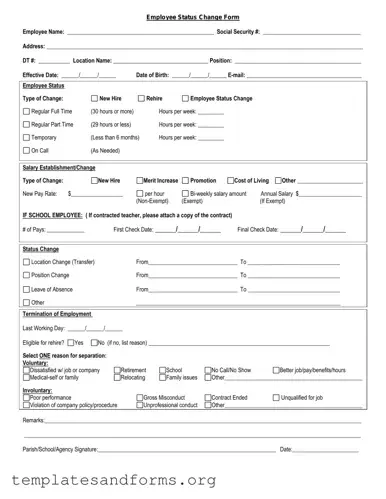 Fill in a Valid Employee Status Change Form