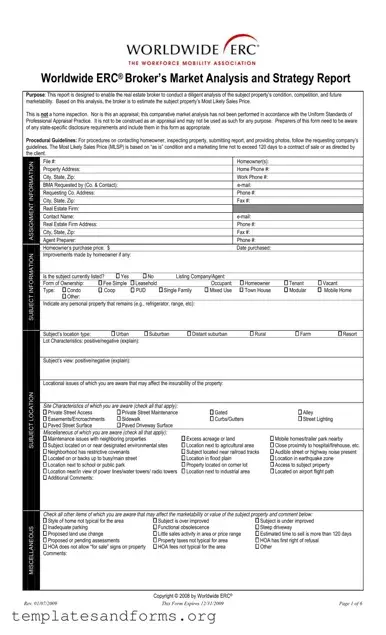 Fill in a Valid Erc Broker Market Analysis Form