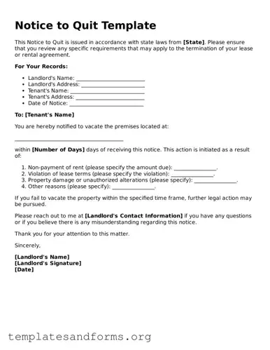 Blank Notice to Quit Document