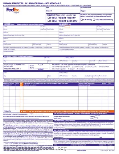 Fill in a Valid Fedex Bill Of Lading Form