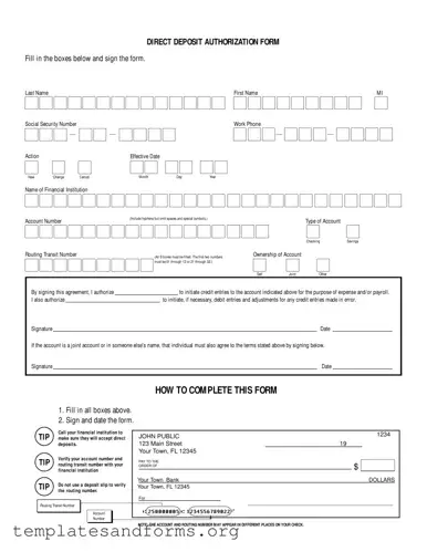 Fill in a Valid Generic Direct Deposit Form