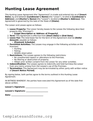 Blank Hunting Lease Agreement Document