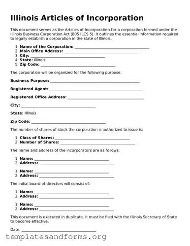 Free Articles of Incorporation Form for the State of Illinois