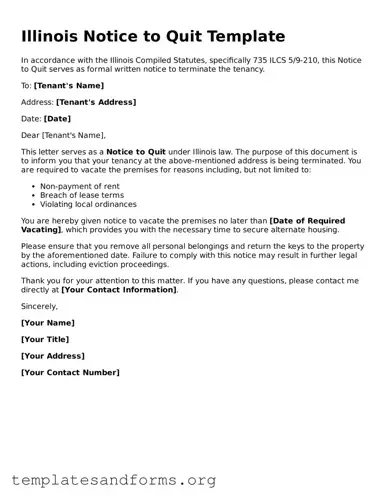 Free Notice to Quit Form for the State of Illinois