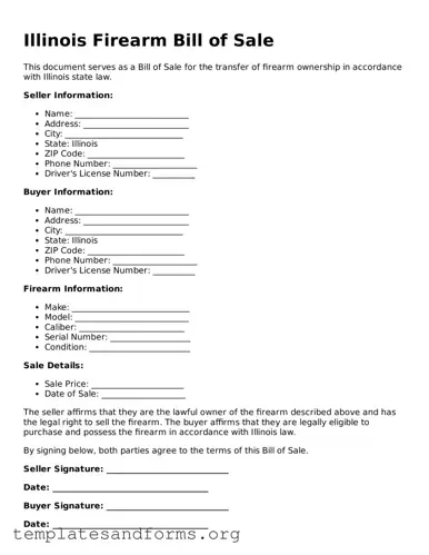 Free Firearm Bill of Sale Form for the State of Illinois